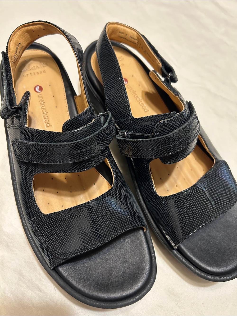 Clarks Black Leather Comfort Sandals